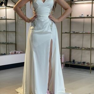 Elegant White prom or pageant dress